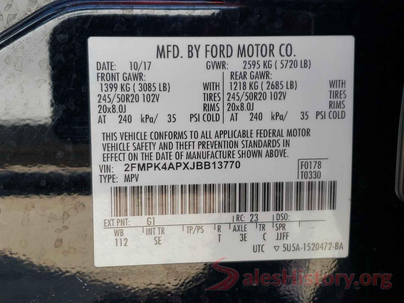 2FMPK4APXJBB13770 2018 FORD EDGE