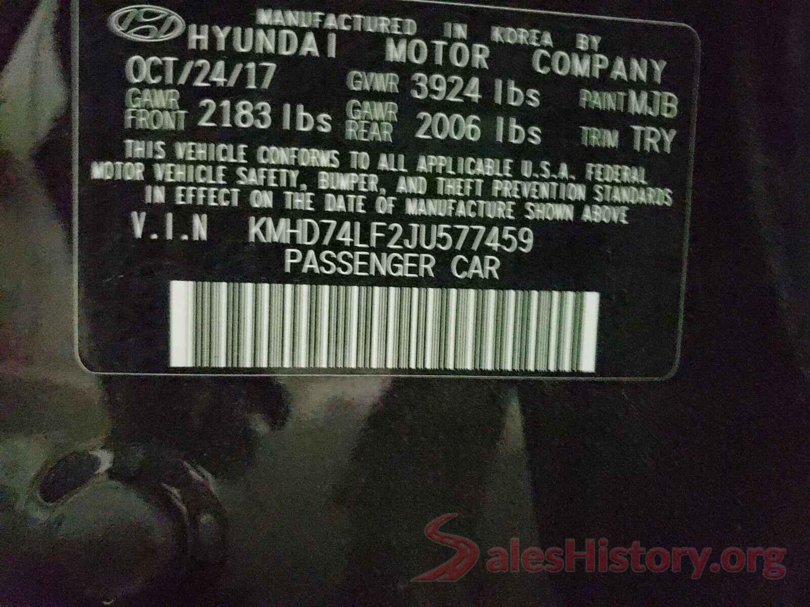 KMHD74LF2JU577459 2018 HYUNDAI ELANTRA