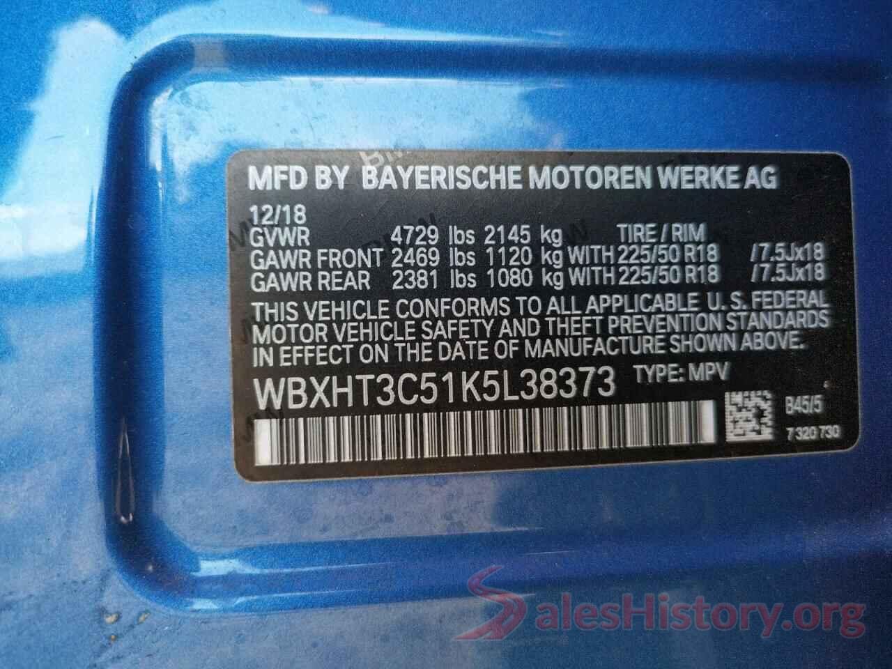 WBXHT3C51K5L38373 2019 BMW X1