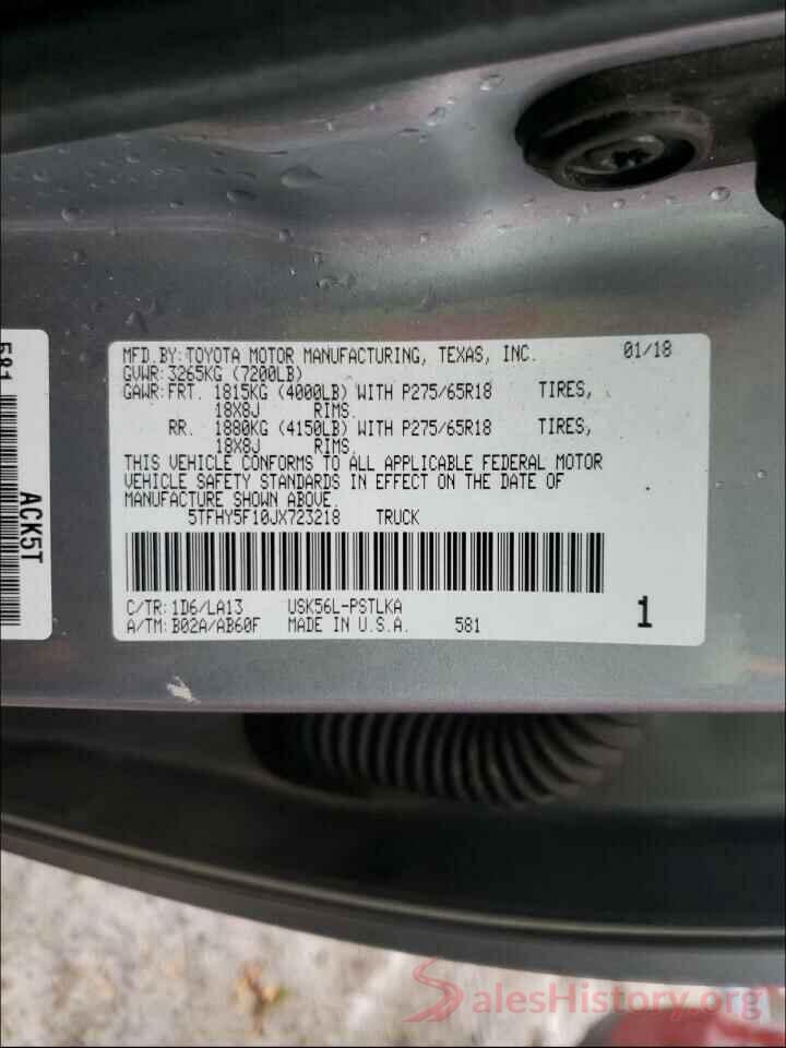 5TFHY5F10JX723218 2018 TOYOTA TUNDRA