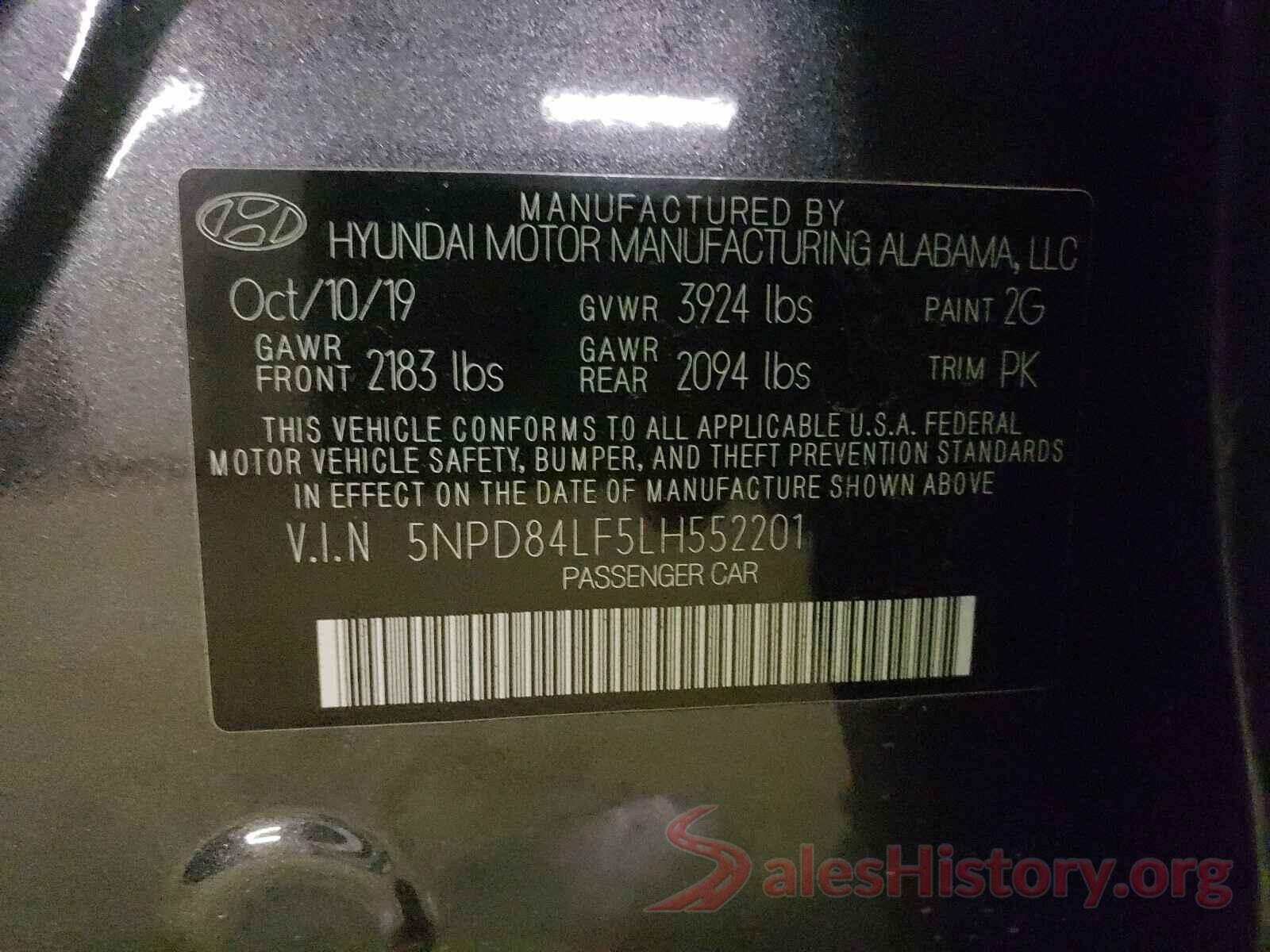 5NPD84LF5LH552201 2020 HYUNDAI ELANTRA