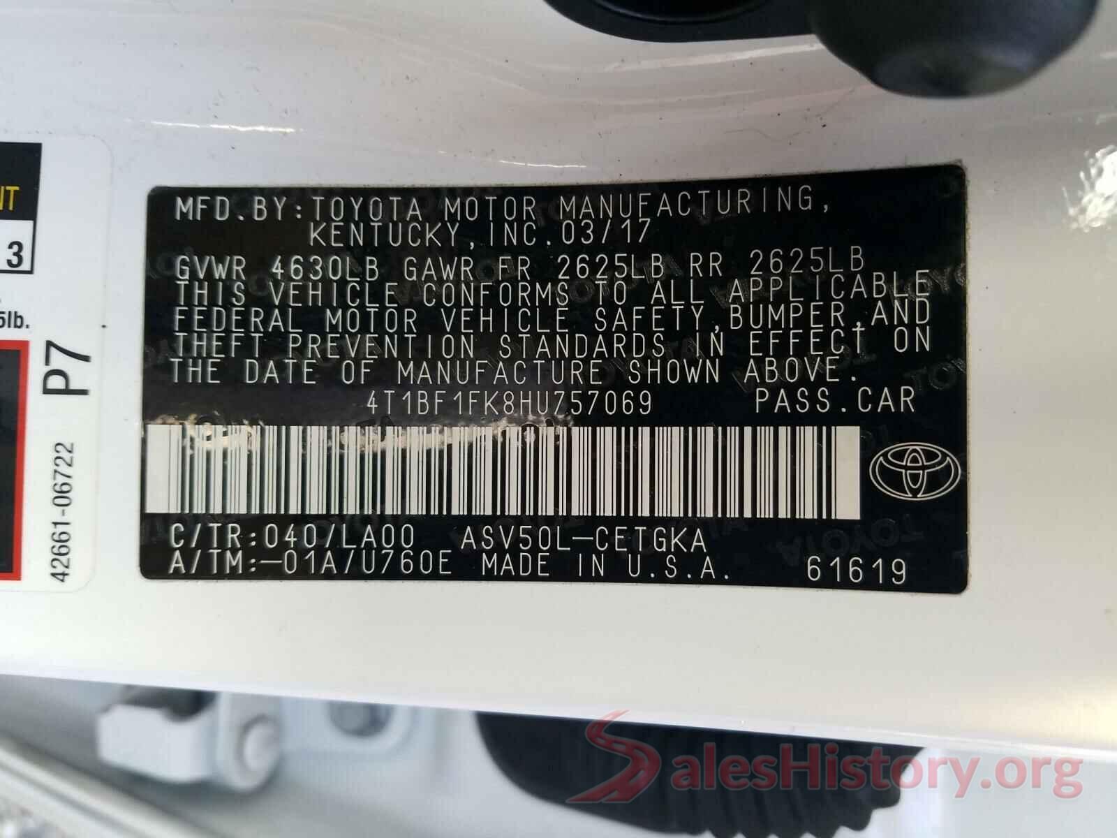 4T1BF1FK8HU757069 2017 TOYOTA CAMRY