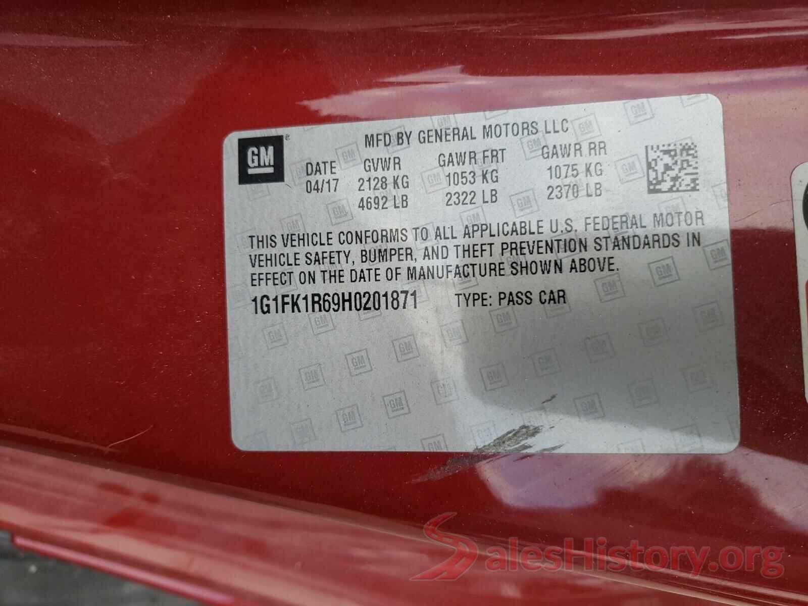 1G1FK1R69H0201871 2017 CHEVROLET CAMARO