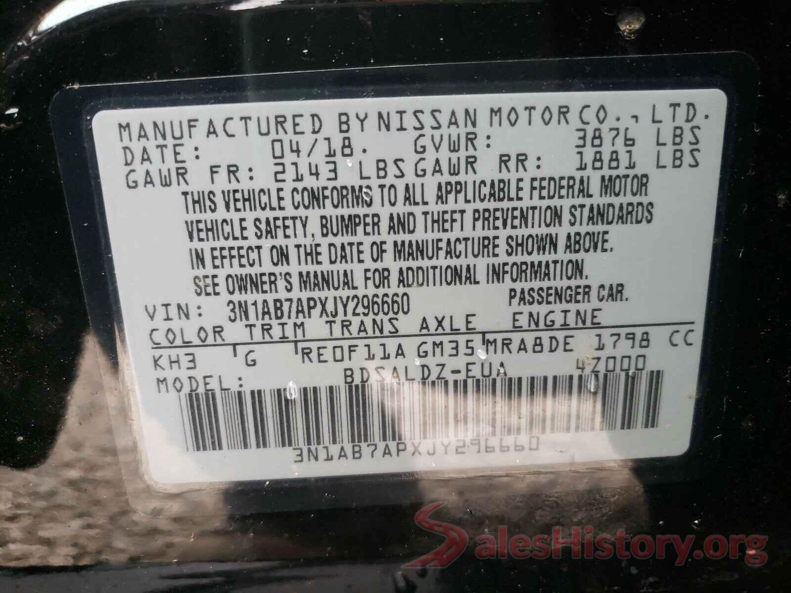 3N1AB7APXJY296660 2018 NISSAN SENTRA