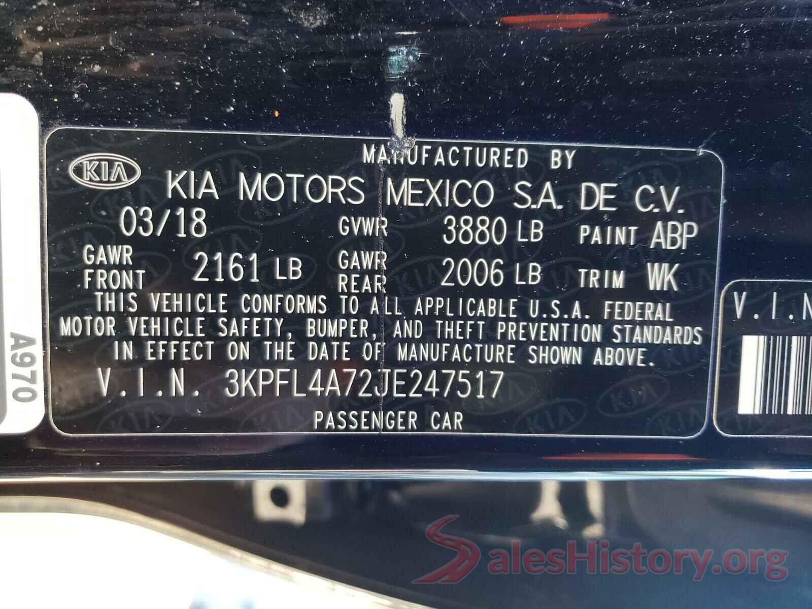 3KPFL4A72JE247517 2018 KIA FORTE