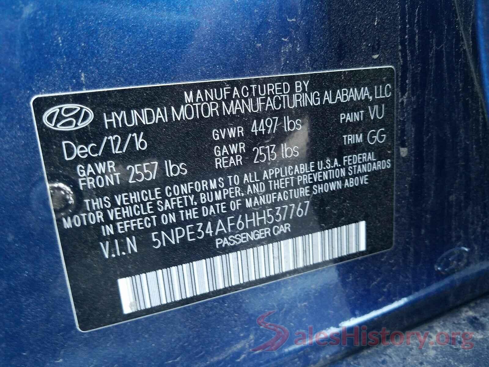 5NPE34AF6HH537767 2017 HYUNDAI SONATA