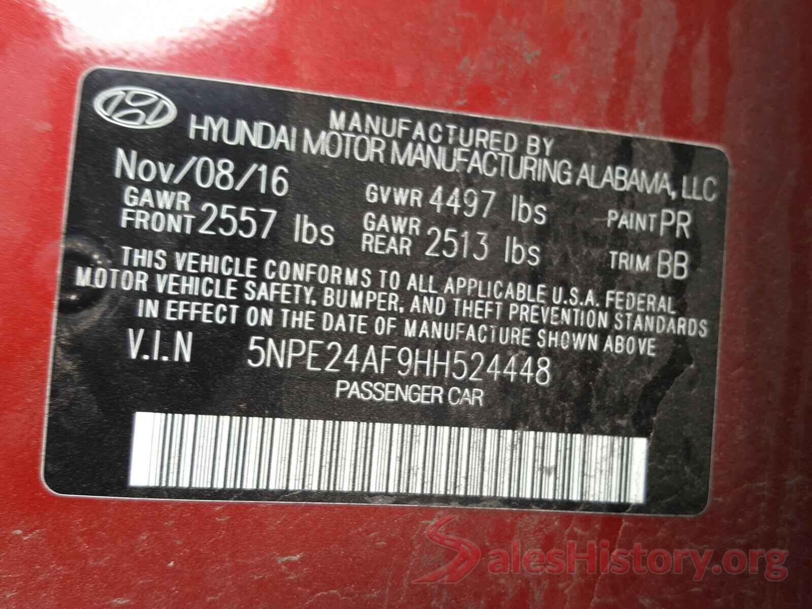 5NPE24AF9HH524448 2017 HYUNDAI SONATA