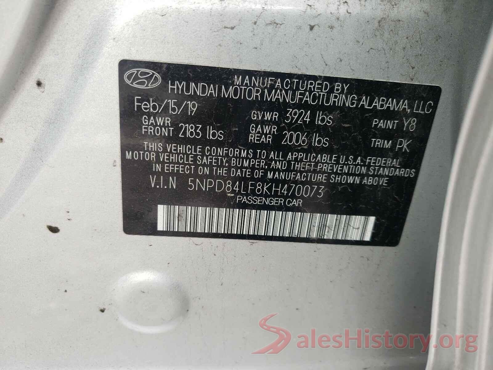 5NPD84LF8KH470073 2019 HYUNDAI ELANTRA