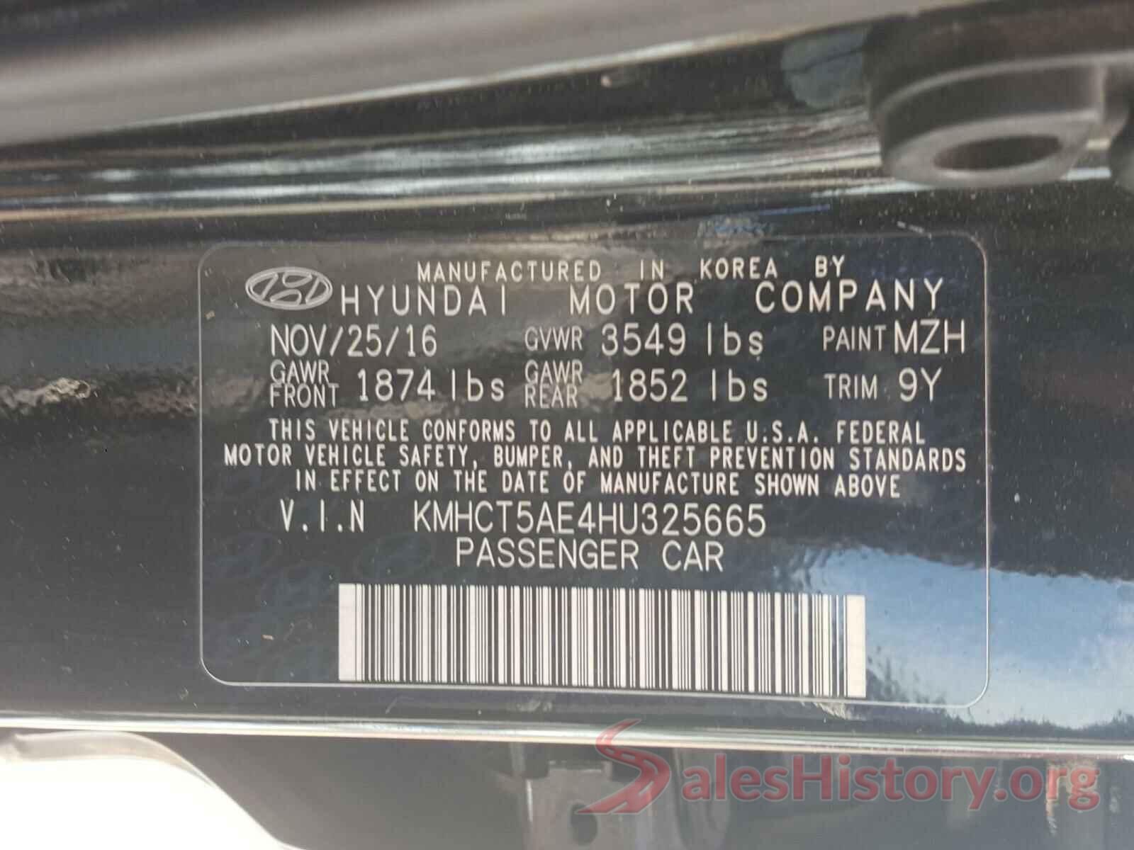 KMHCT5AE4HU325665 2017 HYUNDAI ACCENT