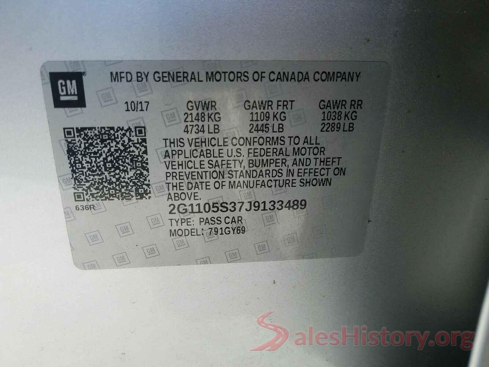 2G1105S37J9133489 2018 CHEVROLET IMPALA