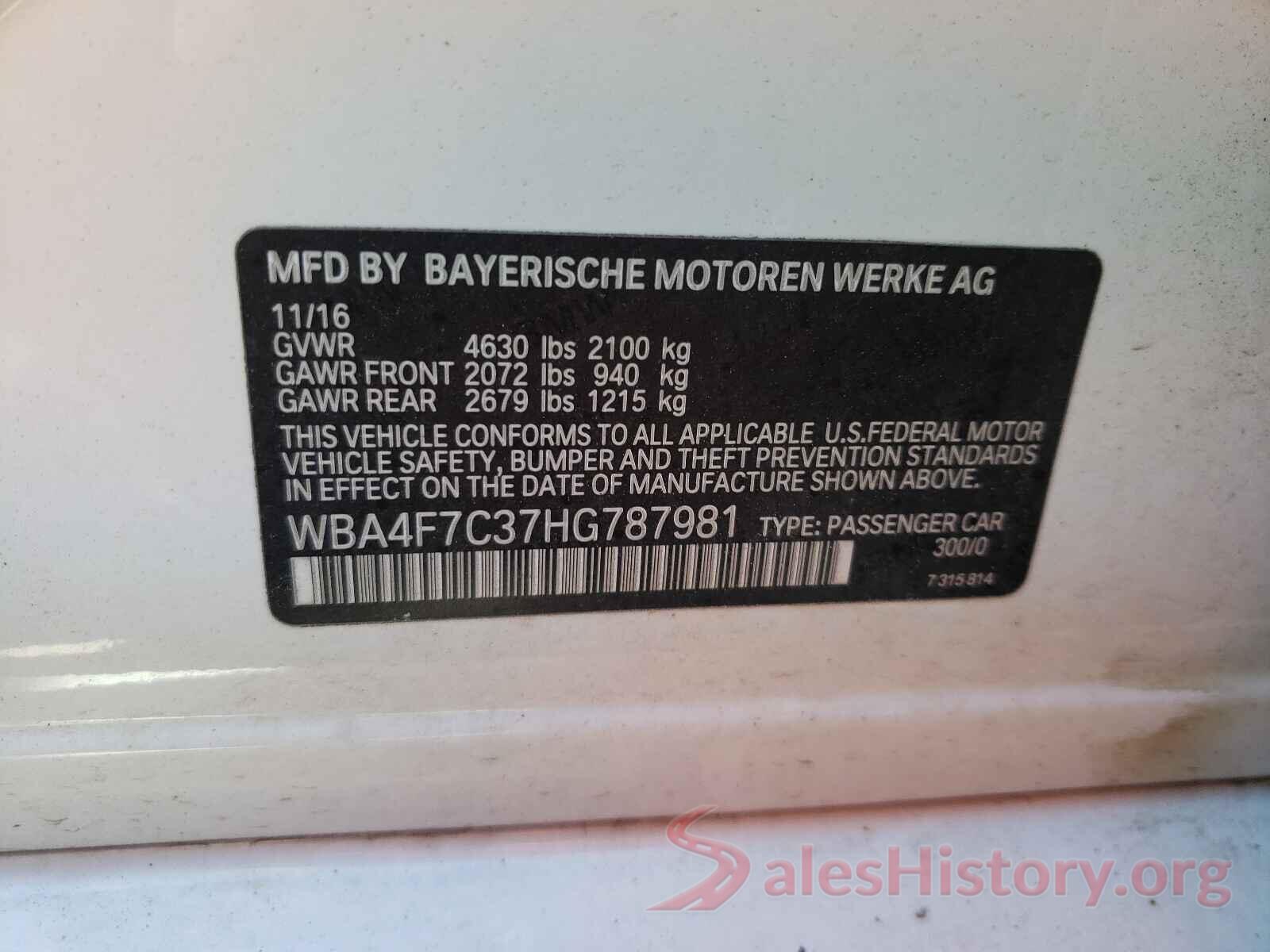 WBA4F7C37HG787981 2017 BMW 4 SERIES