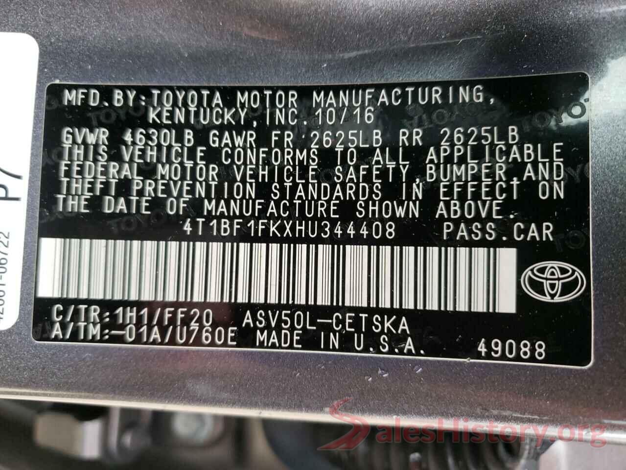 4T1BF1FKXHU344408 2017 TOYOTA CAMRY