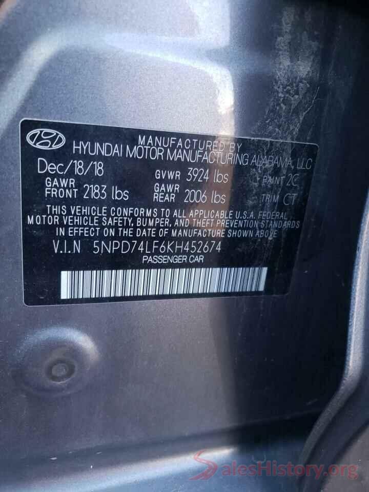 5NPD74LF6KH452674 2019 HYUNDAI ELANTRA