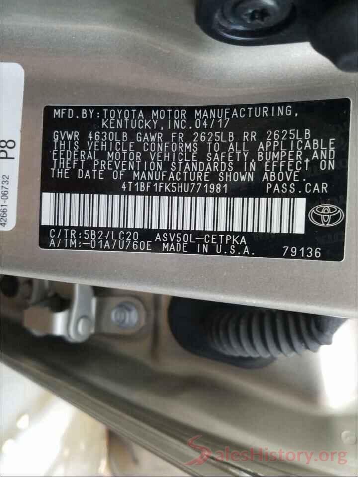 4T1BF1FK5HU771981 2017 TOYOTA CAMRY