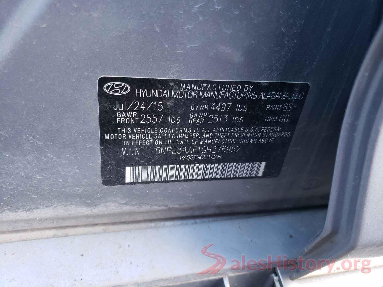 5NPE34AF1GH276952 2016 HYUNDAI SONATA