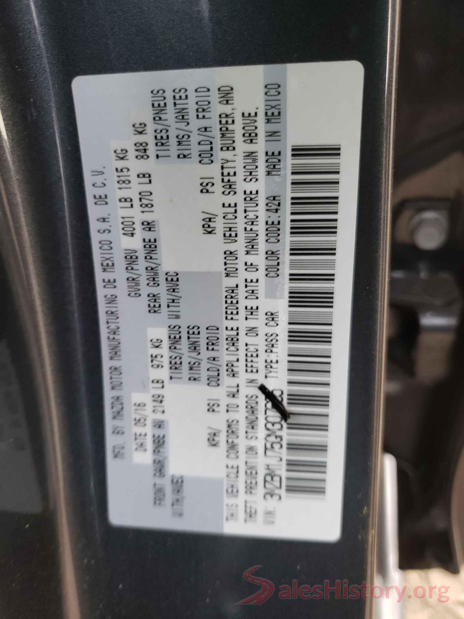 3MZBM1J75GM307635 2016 MAZDA 3