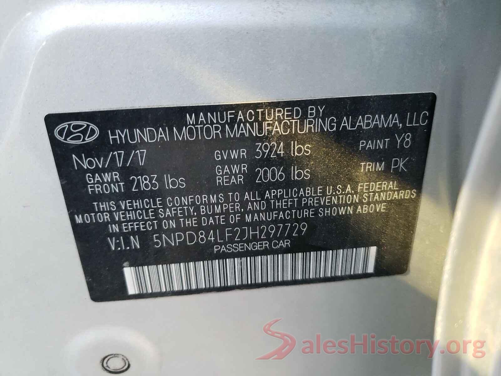 5NPD84LF2JH297729 2018 HYUNDAI ELANTRA