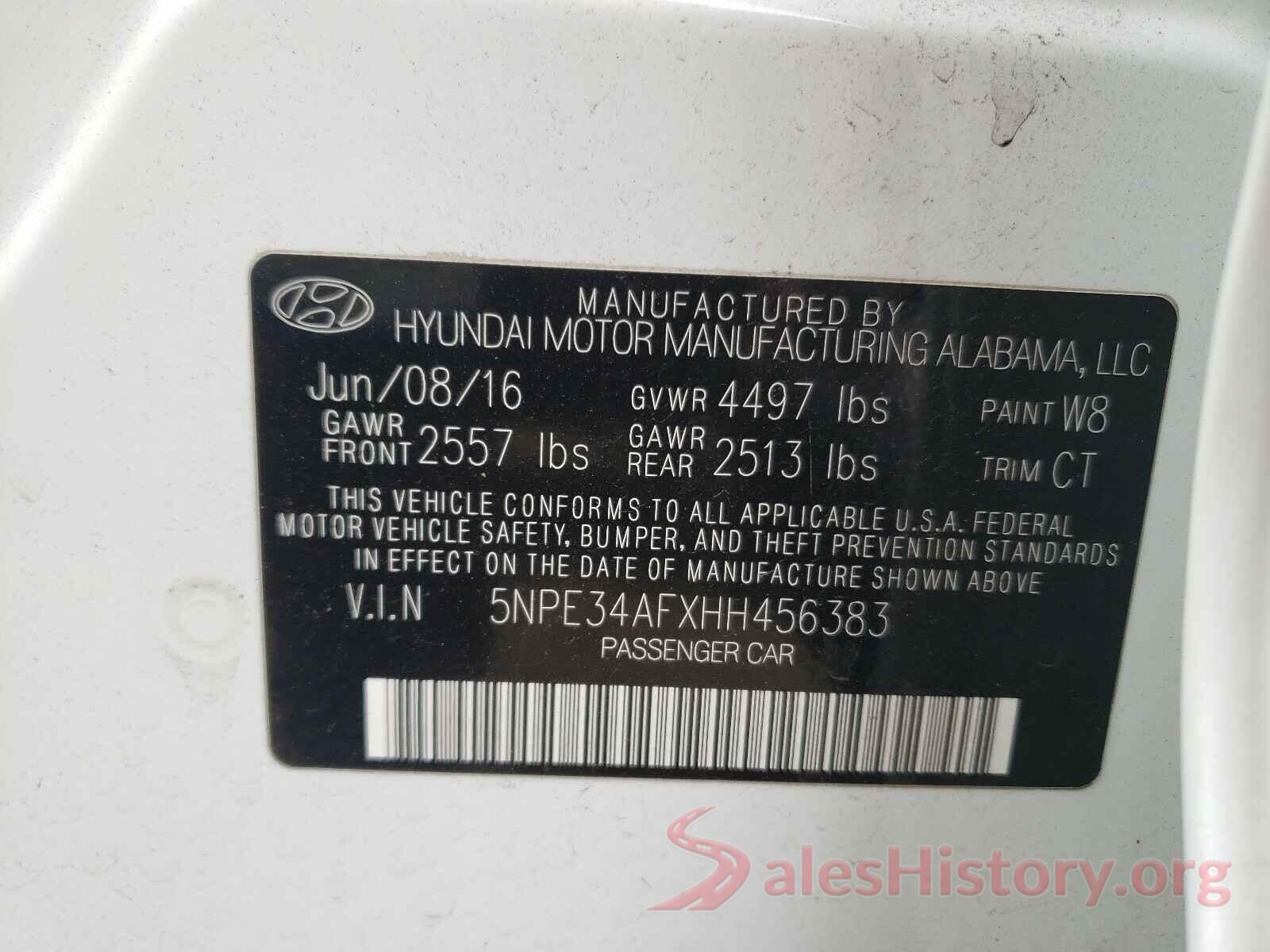 5NPE34AFXHH456383 2017 HYUNDAI SONATA