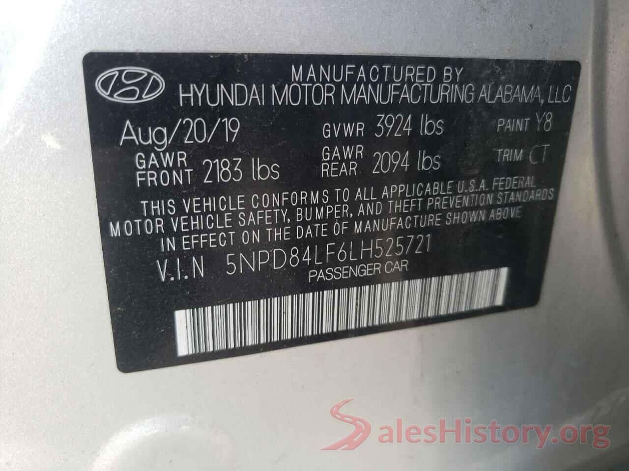 5NPD84LF6LH525721 2020 HYUNDAI ELANTRA