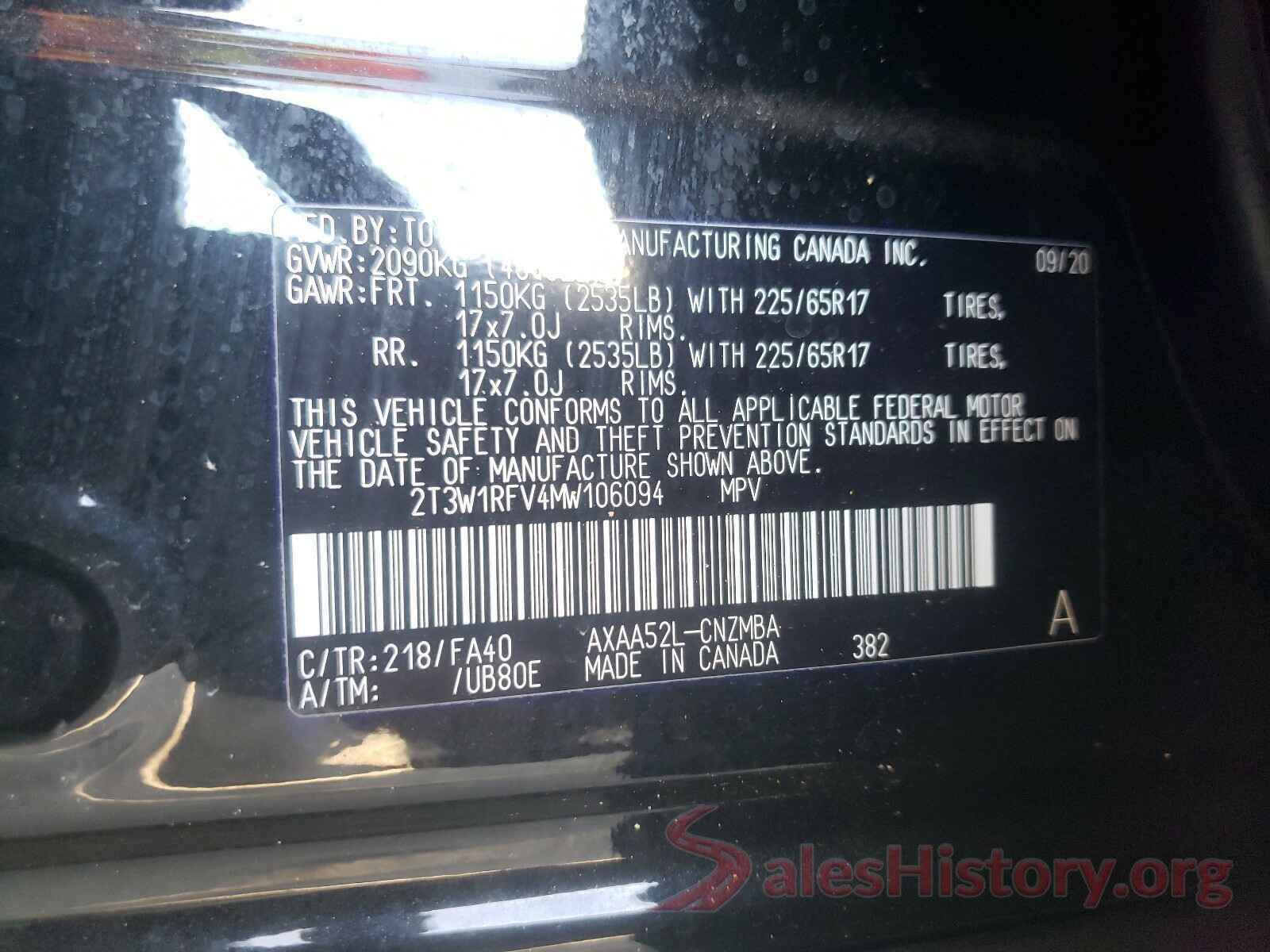 2T3W1RFV4MW106094 2021 TOYOTA RAV4