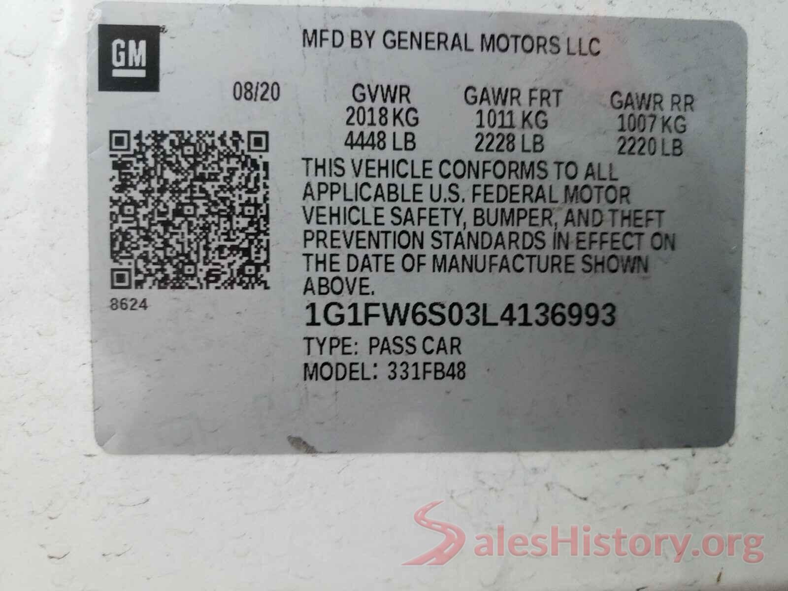 1G1FW6S03L4136993 2020 CHEVROLET BOLT