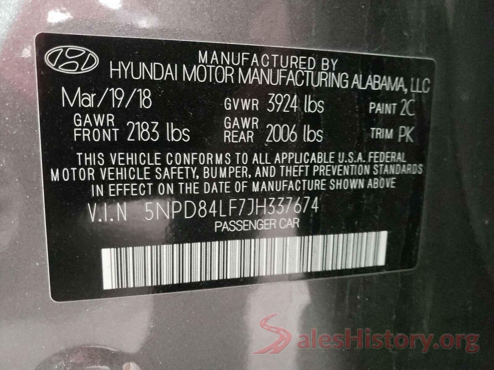 5NPD84LF7JH337674 2018 HYUNDAI ELANTRA