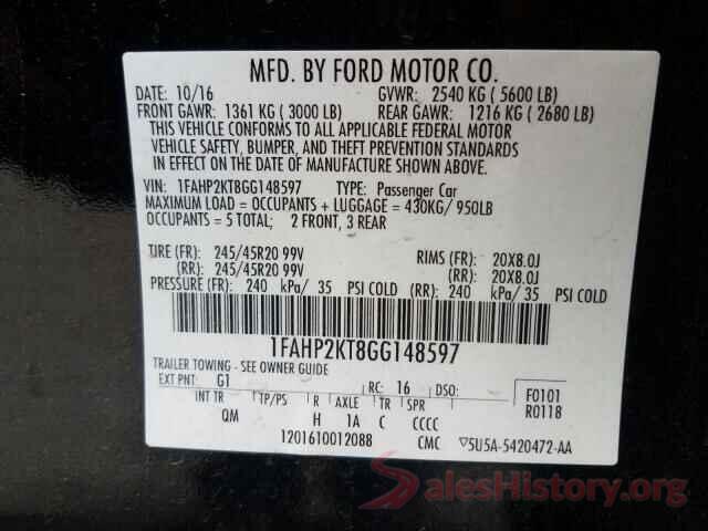 1FAHP2KT8GG148597 2016 FORD TAURUS