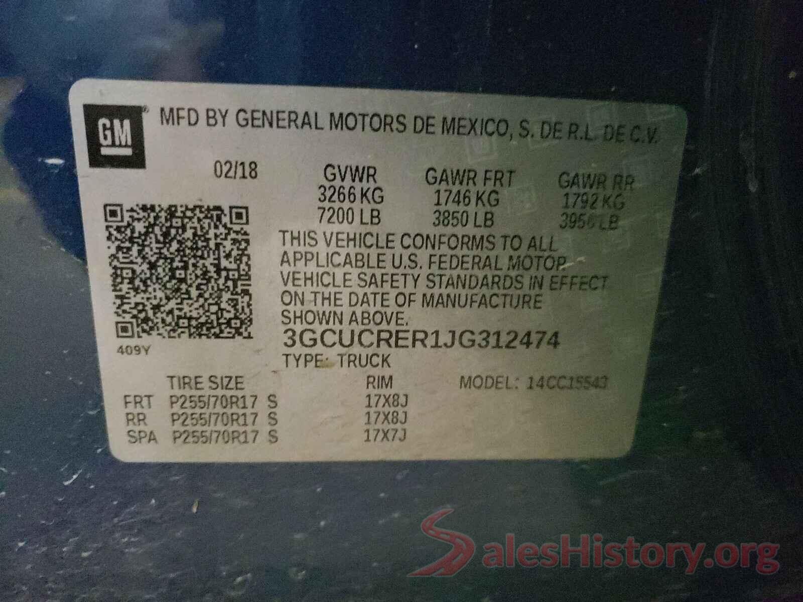 3GCUCRER1JG312474 2018 CHEVROLET SILVERADO