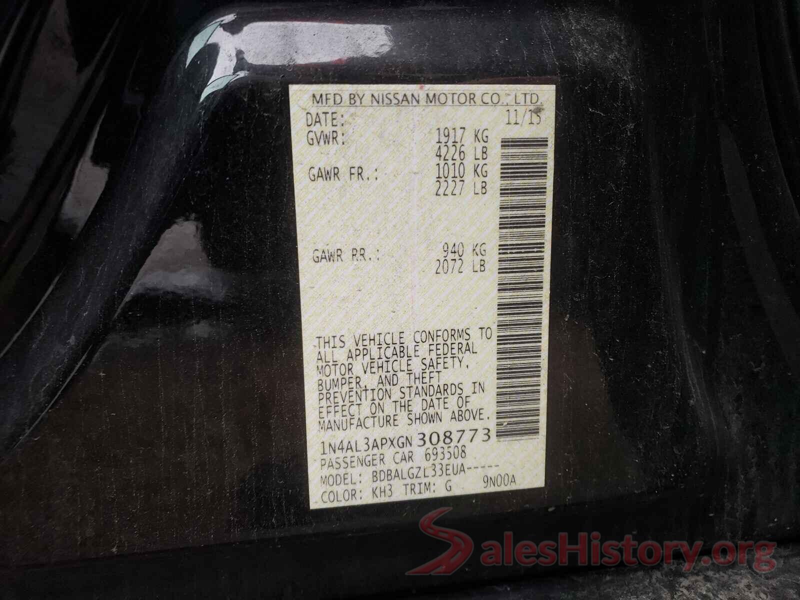 1N4AL3APXGN308773 2016 NISSAN ALTIMA