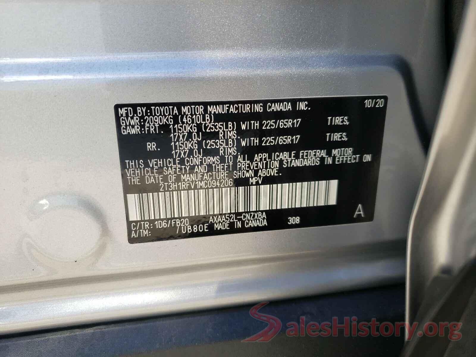 2T3H1RFV1MC094206 2021 TOYOTA RAV4