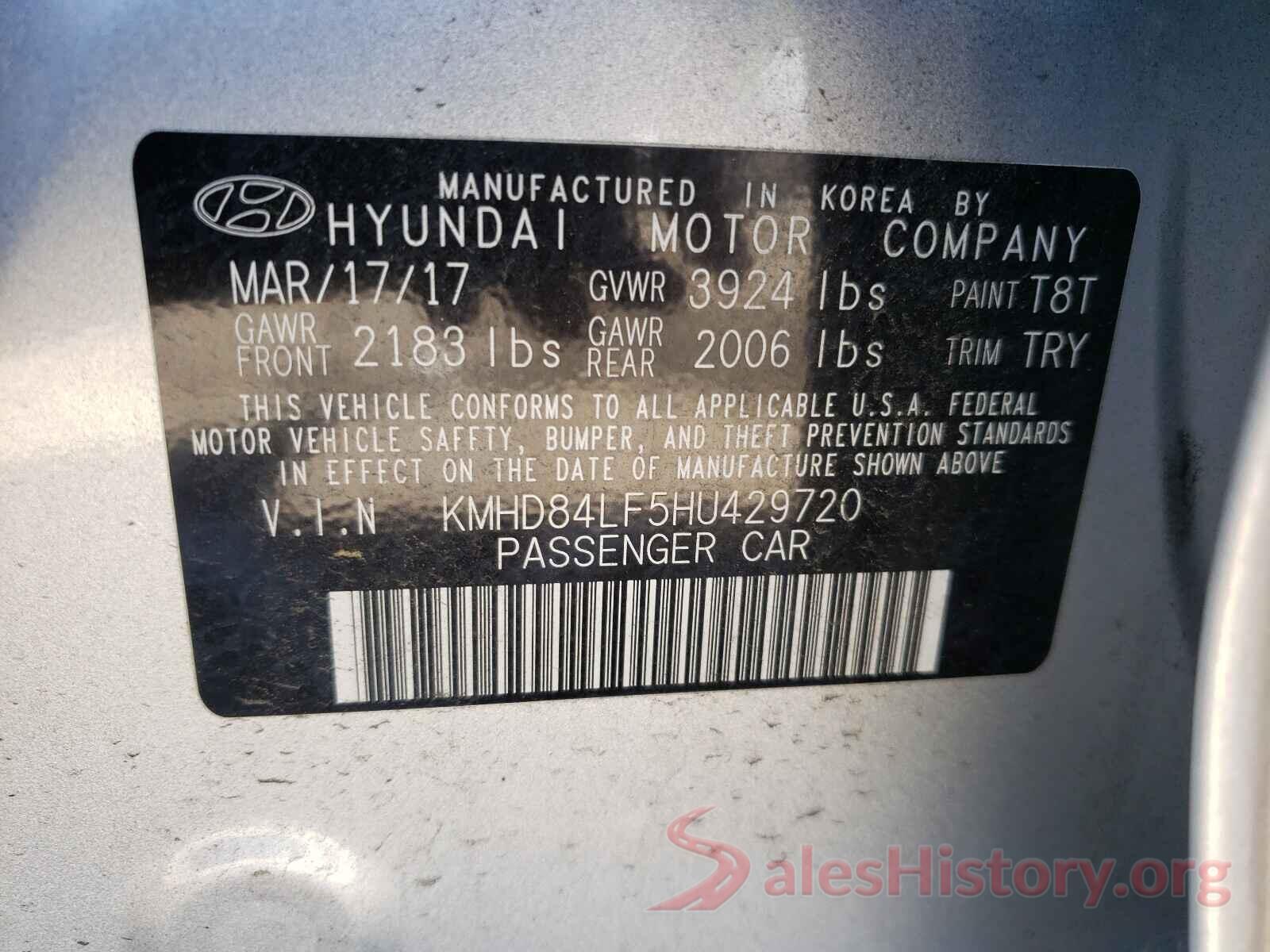 KMHD84LF5HU429720 2017 HYUNDAI ELANTRA