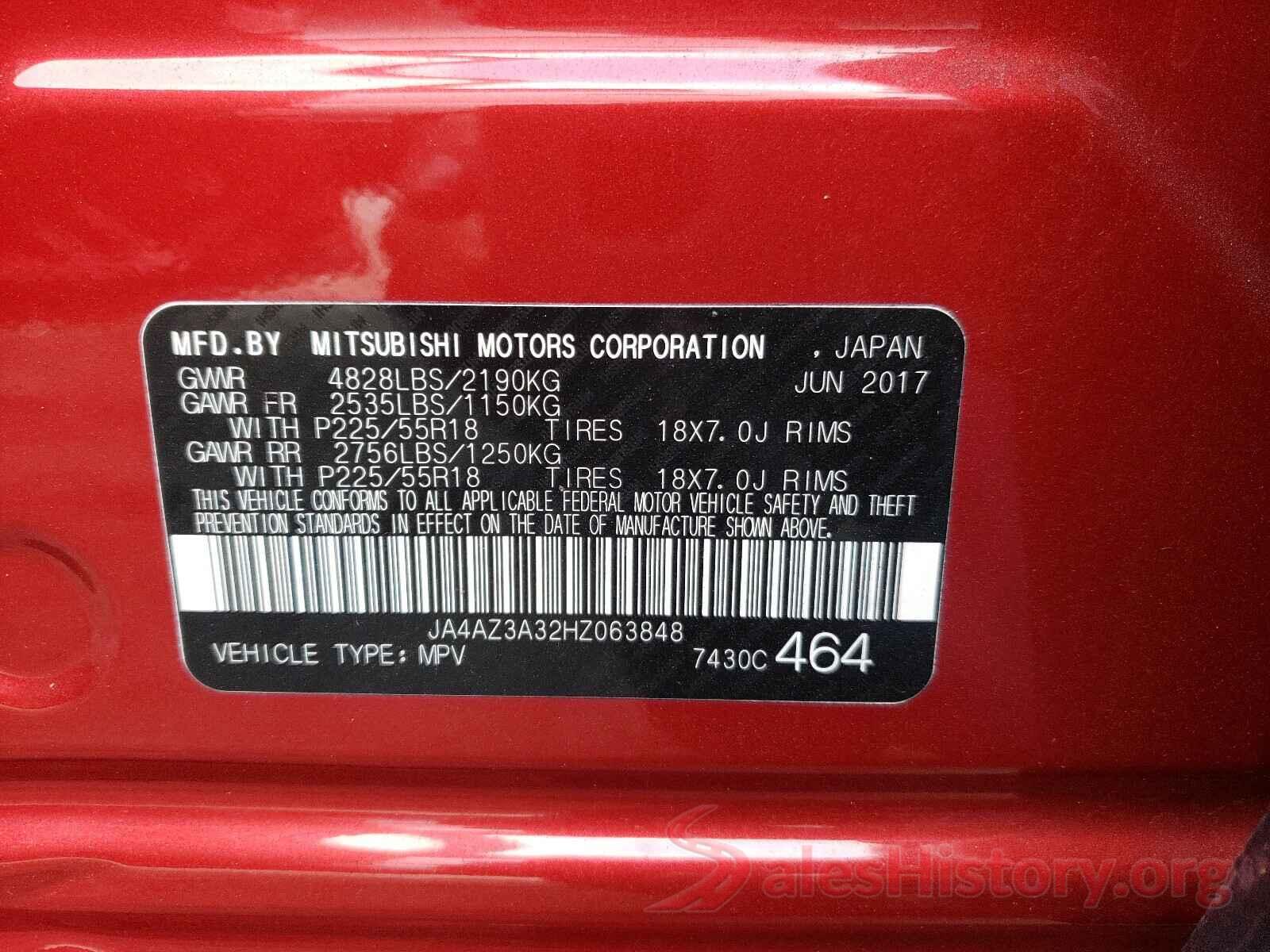 JA4AZ3A32HZ063848 2017 MITSUBISHI OUTLANDER