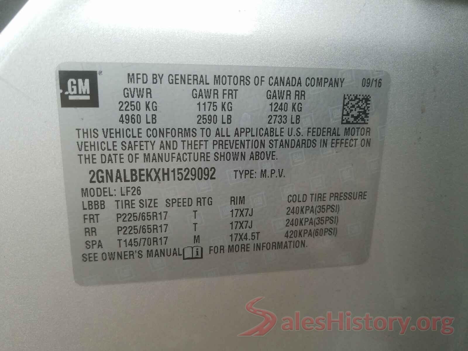 2GNALBEKXH1529092 2017 CHEVROLET EQUINOX