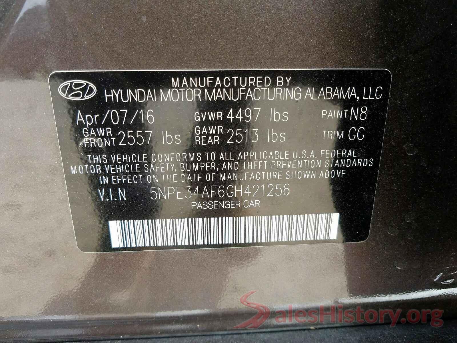 5NPE34AF6GH421256 2016 HYUNDAI SONATA