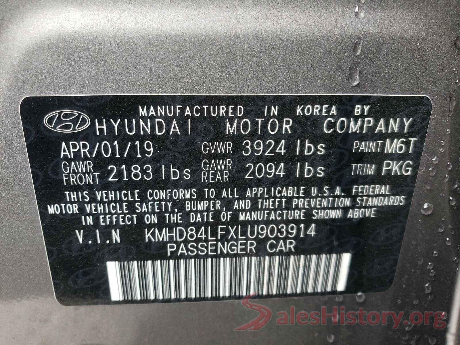 KMHD84LFXLU903914 2020 HYUNDAI ELANTRA