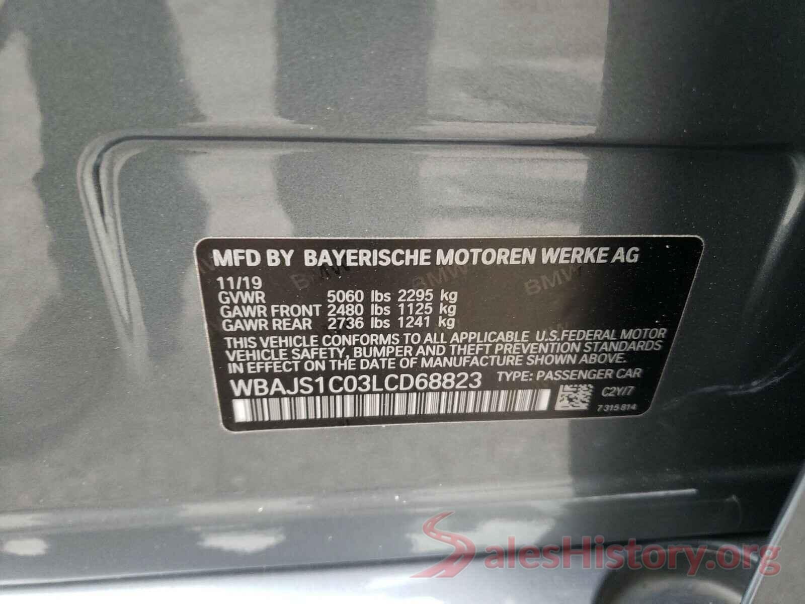 WBAJS1C03LCD68823 2020 BMW 5 SERIES