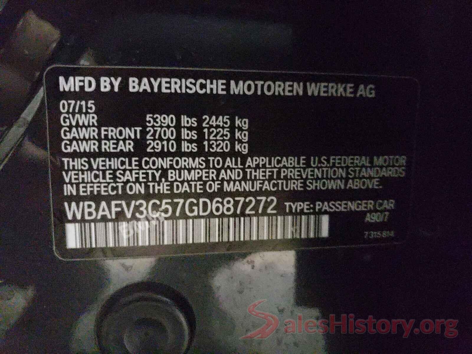 WBAFV3C57GD687272 2016 BMW 5 SERIES