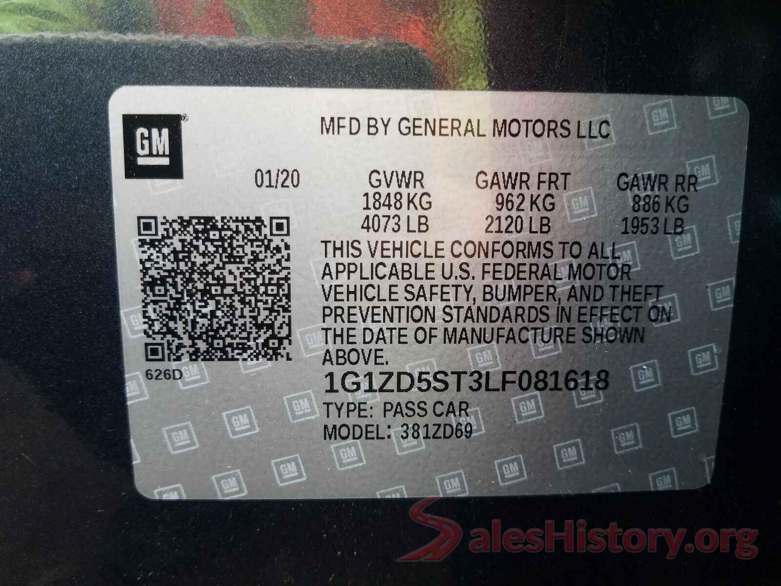 1G1ZD5ST3LF081618 2020 CHEVROLET MALIBU