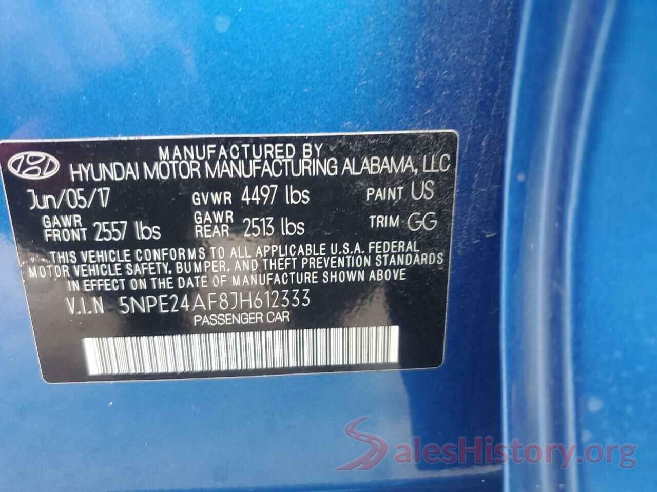 5NPE24AF8JH612333 2018 HYUNDAI SONATA