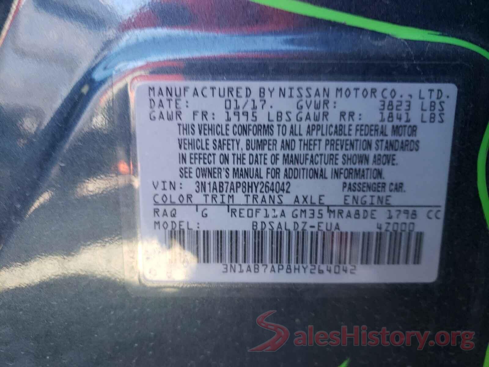 3N1AB7AP8HY264042 2017 NISSAN SENTRA