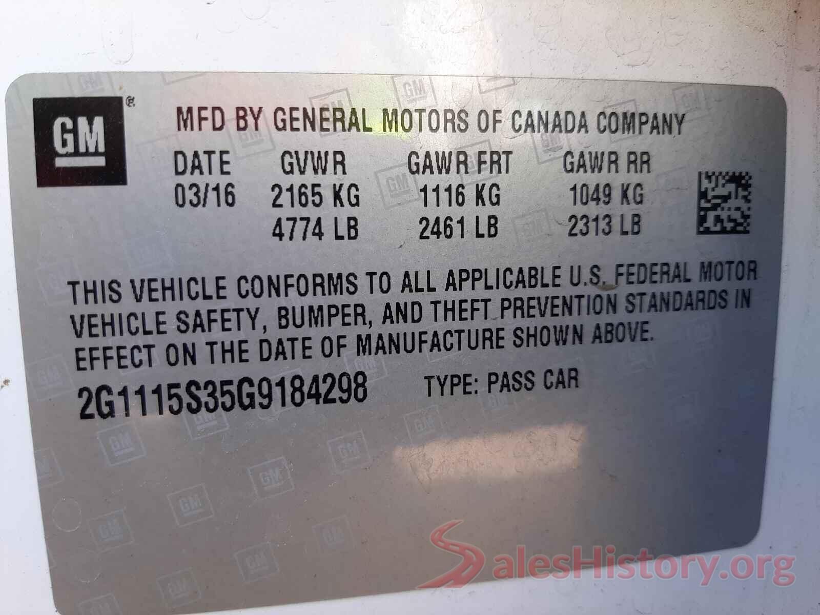 2G1115S35G9184298 2016 CHEVROLET IMPALA