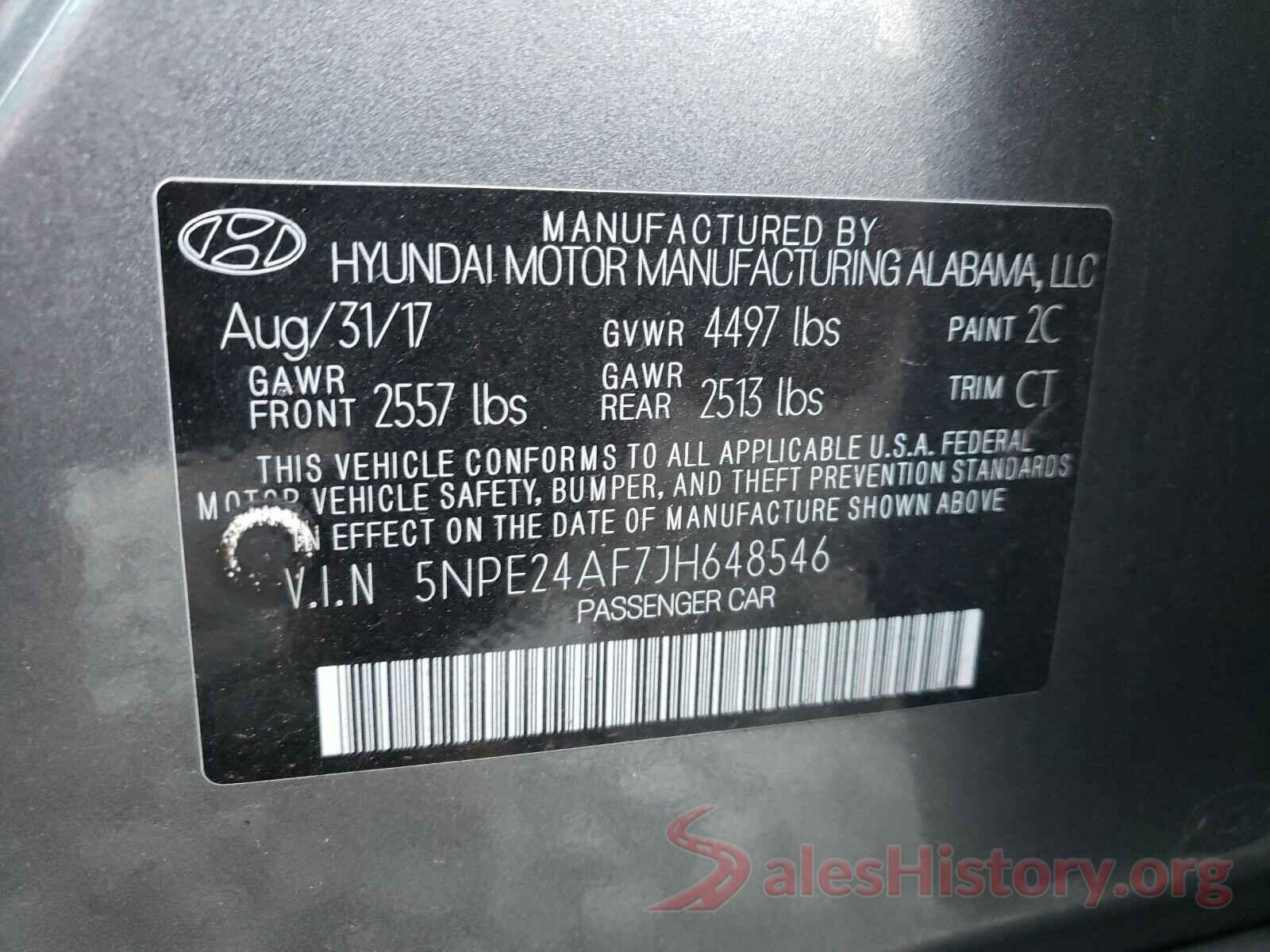 5NPE24AF7JH648546 2018 HYUNDAI SONATA