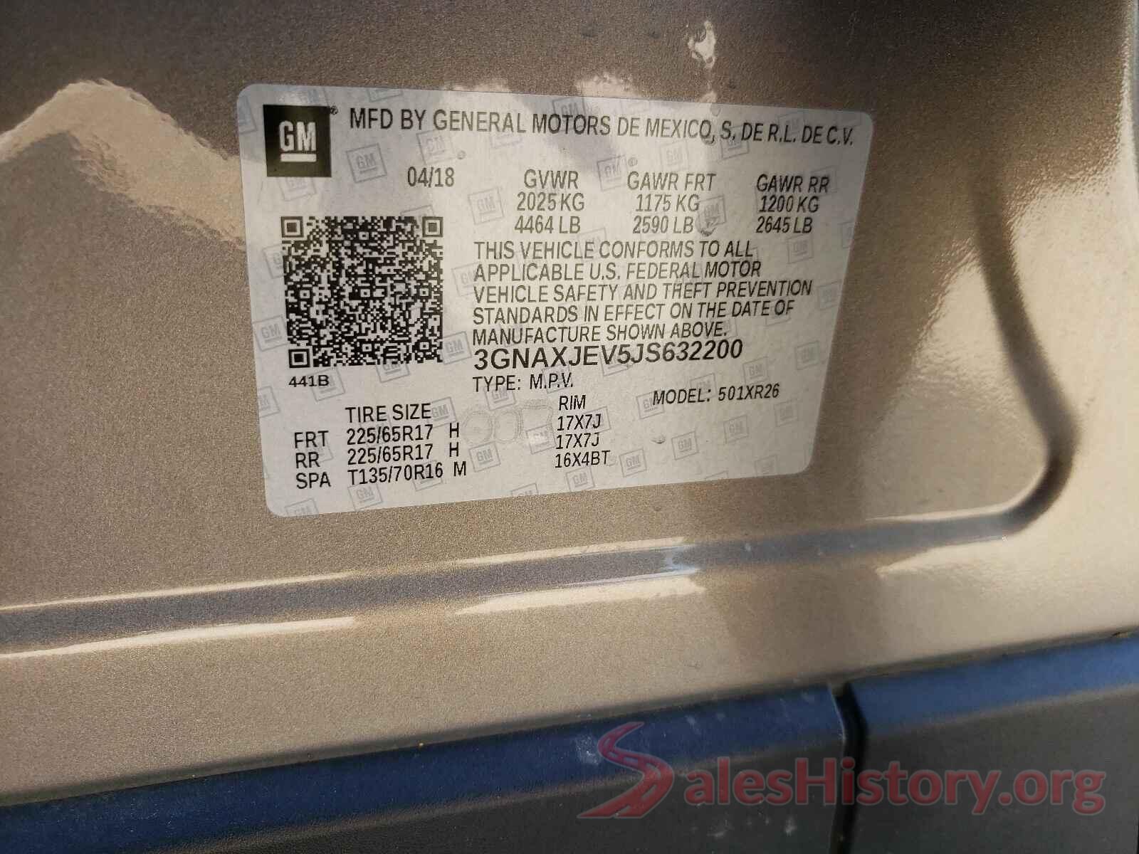 3GNAXJEV5JS632200 2018 CHEVROLET EQUINOX