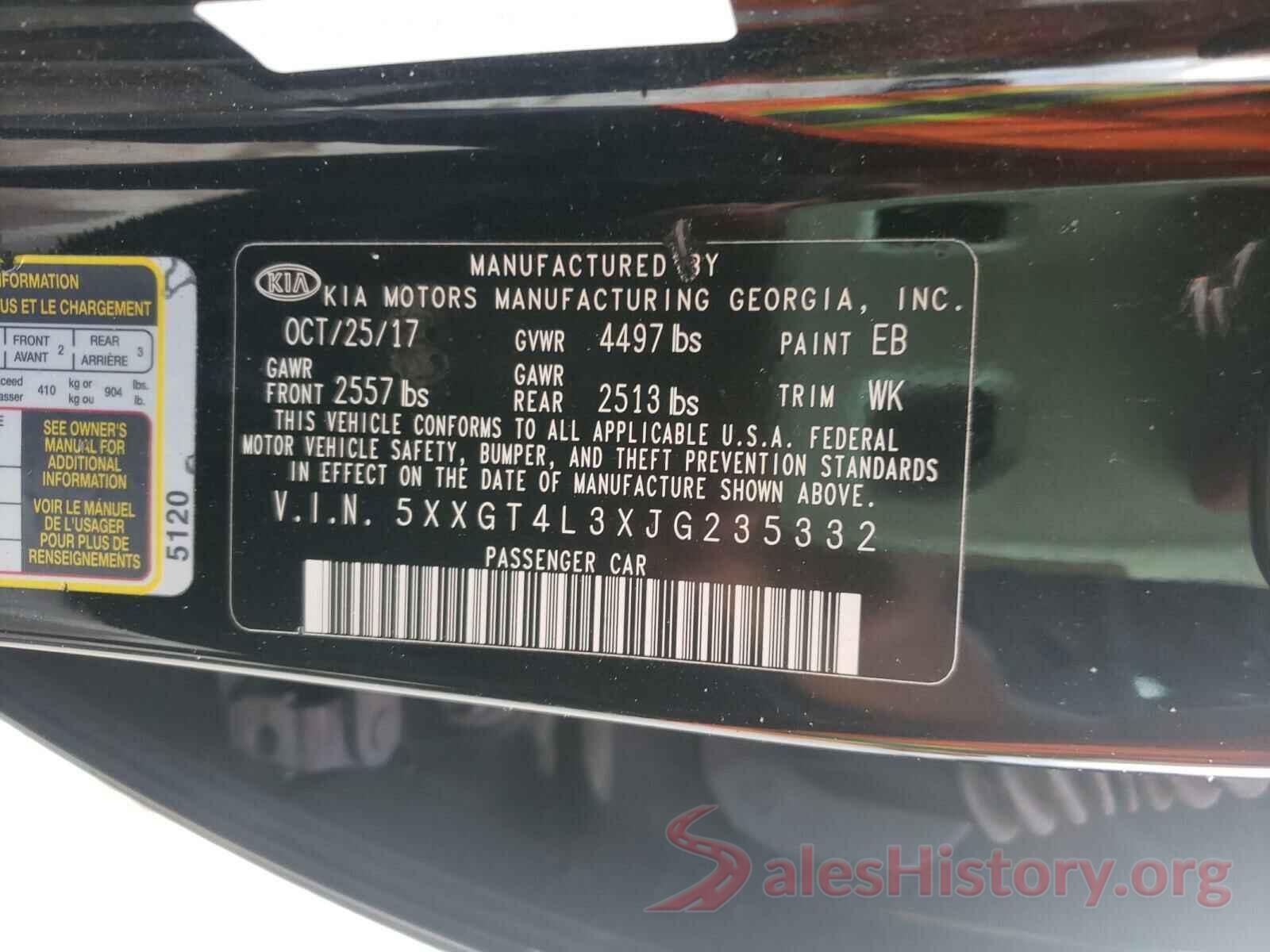 5XXGT4L3XJG235332 2018 KIA OPTIMA