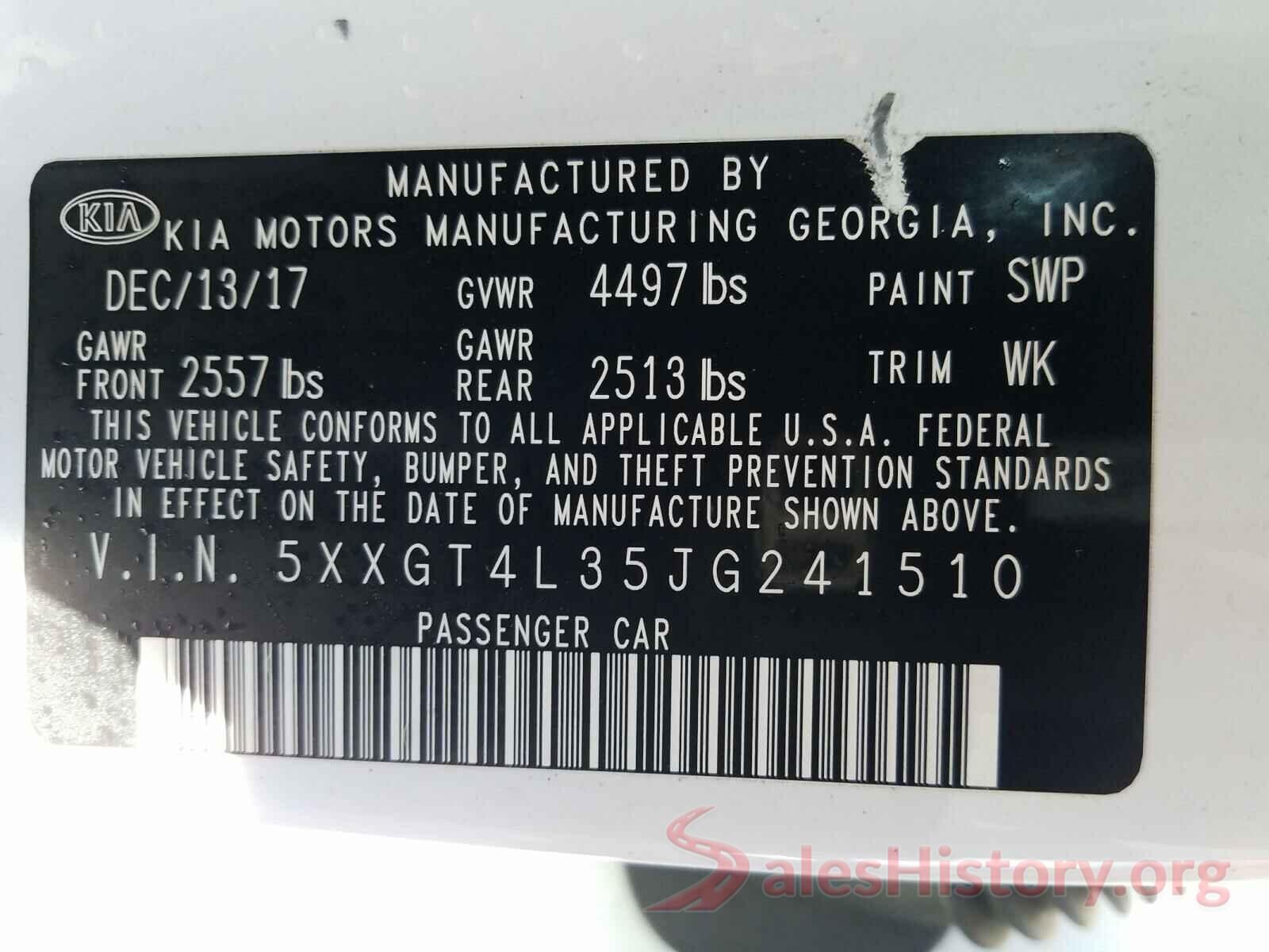 5XXGT4L35JG241510 2018 KIA OPTIMA