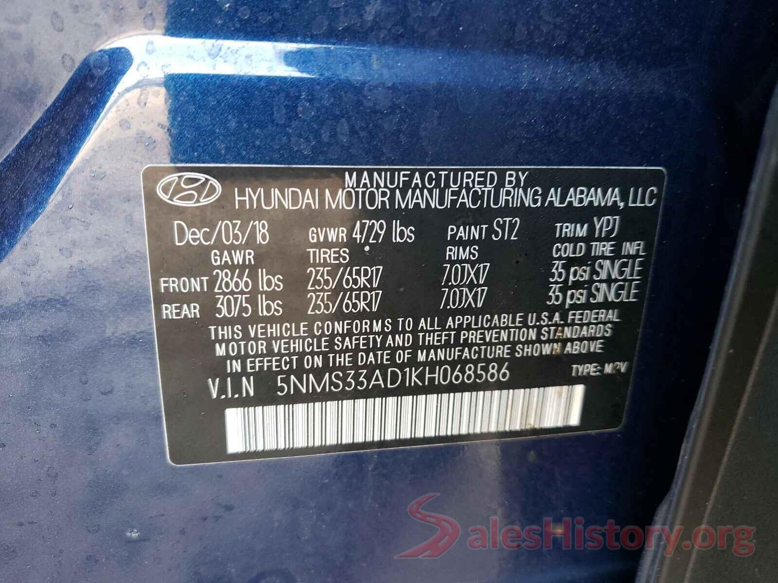 5NMS33AD1KH068586 2019 HYUNDAI SANTA FE