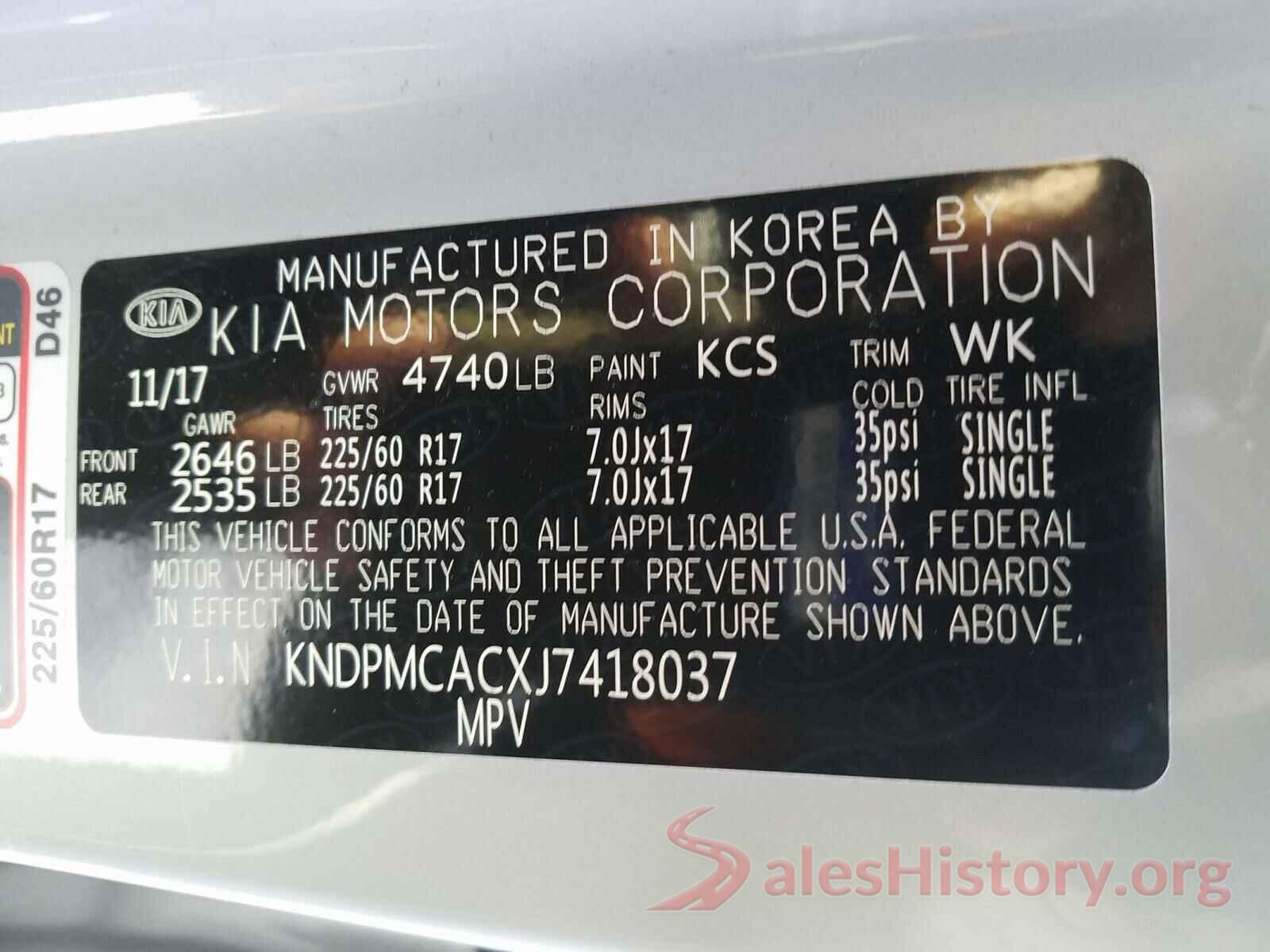 KNDPMCACXJ7418037 2018 KIA SPORTAGE