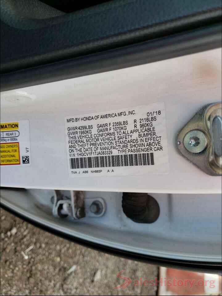 1HGCV1F17JA083329 2018 HONDA ACCORD