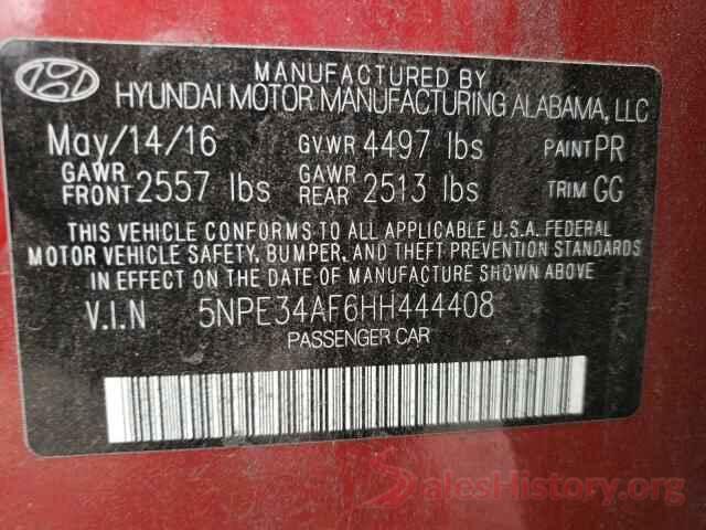 5NPE34AF6HH444408 2017 HYUNDAI SONATA