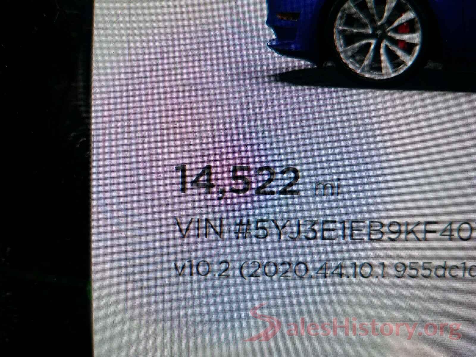 5YJ3E1EB9KF407317 2019 TESLA MODEL 3